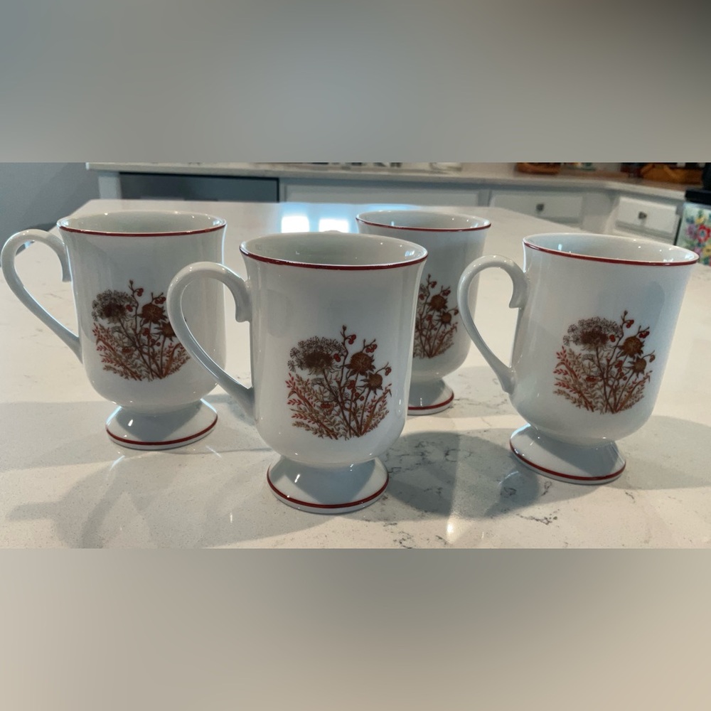 4-Bramble Fanci Florals Collection Mugs Porcelain Genuine China made in Japan